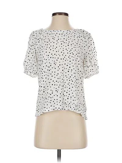 Pre-owned Ann Taylor Loft Short Sleeve Blouse In White