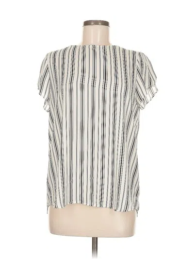 Pre-owned Ann Taylor Loft Short Sleeve Blouse In White