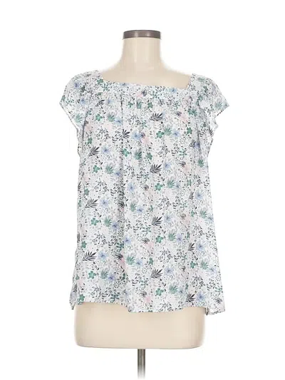 Pre-owned Ann Taylor Loft Short Sleeve Blouse In White