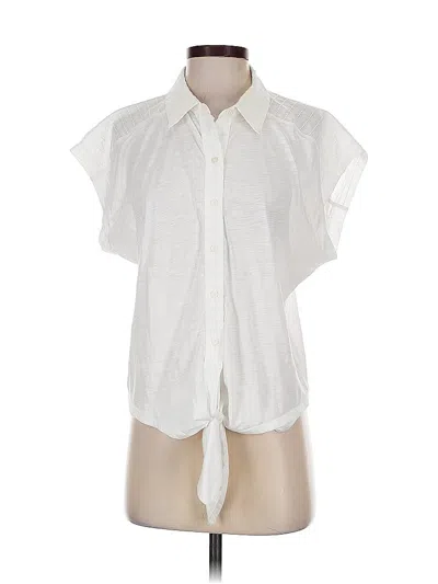 Pre-owned Ann Taylor Loft Short Sleeve Blouse In White