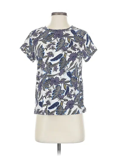 Pre-owned Ann Taylor Loft Short Sleeve Blouse In White