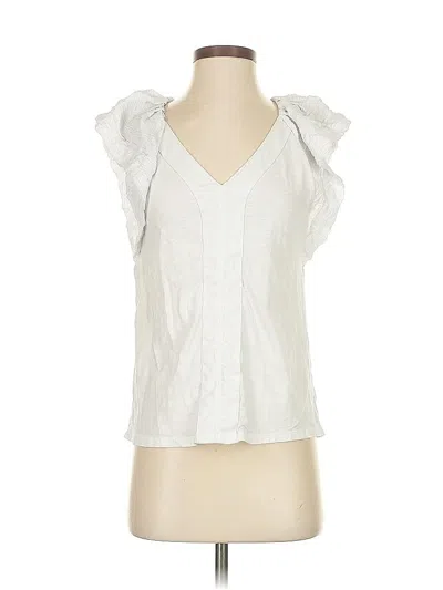 Pre-owned Ann Taylor Loft Short Sleeve Blouse In White
