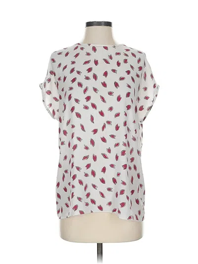 Pre-owned Ann Taylor Loft Short Sleeve Blouse In White
