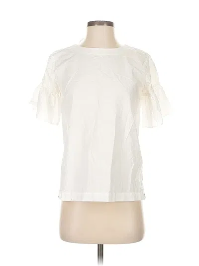 Pre-owned Ann Taylor Loft Short Sleeve Blouse In White