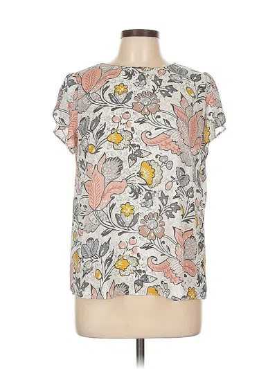 Pre-owned Ann Taylor Loft Short Sleeve Blouse In White