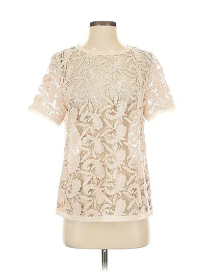 Pre-owned Ann Taylor Loft Short Sleeve Blouse In White