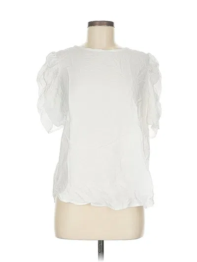 Pre-owned Ann Taylor Loft Short Sleeve Blouse In White
