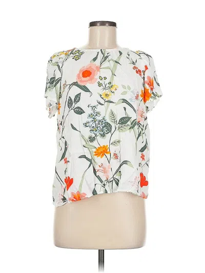 Pre-owned Ann Taylor Loft Short Sleeve Blouse In White