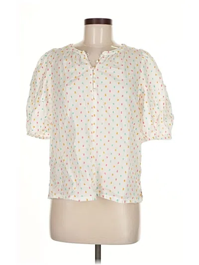 Pre-owned Ann Taylor Loft Short Sleeve Blouse In White