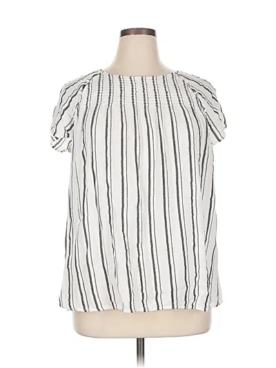 Pre-owned Ann Taylor Loft Short Sleeve Blouse In White