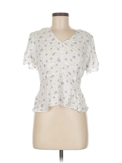 Pre-owned Ann Taylor Loft Short Sleeve Blouse In White