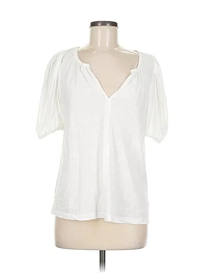 Pre-owned Ann Taylor Loft Short Sleeve Blouse In White