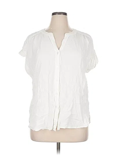 Pre-owned Ann Taylor Loft Short Sleeve Blouse In White