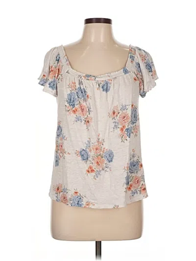 Pre-owned Ann Taylor Loft Short Sleeve Blouse In White