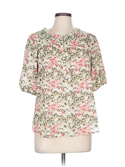 Pre-owned Ann Taylor Loft Short Sleeve Blouse In White