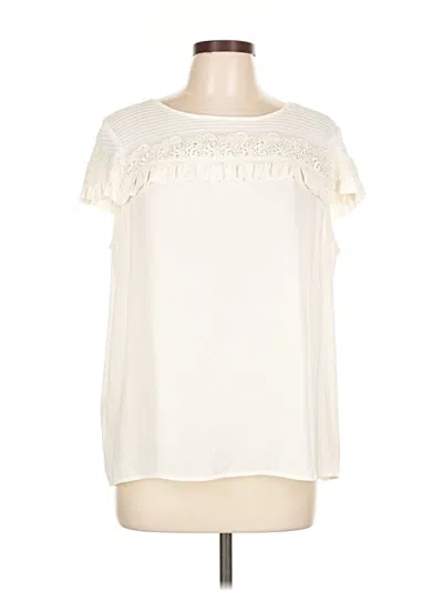 Pre-owned Ann Taylor Loft Short Sleeve Blouse In White