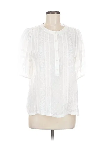 Pre-owned Ann Taylor Loft Short Sleeve Blouse In White