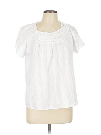 Pre-owned Ann Taylor Loft Short Sleeve Blouse In White
