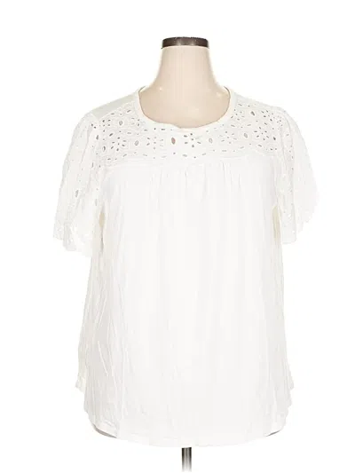 Pre-owned Ann Taylor Loft Short Sleeve Blouse In White