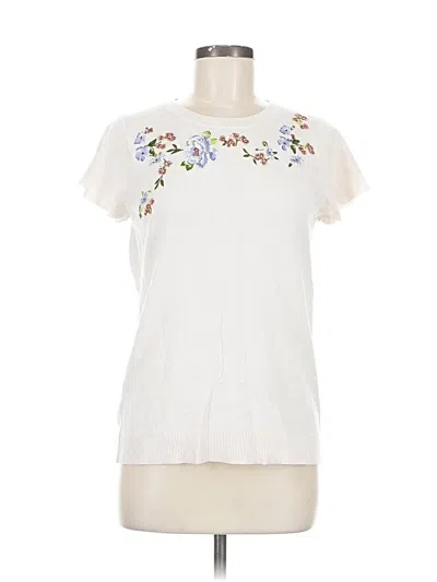 Pre-owned Ann Taylor Loft Short Sleeve Blouse In White