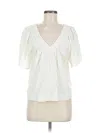 Ann Taylor Loft Short Sleeve Blouse In White
