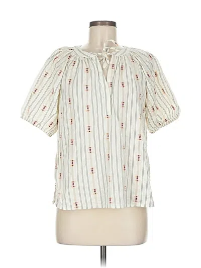 Pre-owned Ann Taylor Loft Short Sleeve Blouse In White