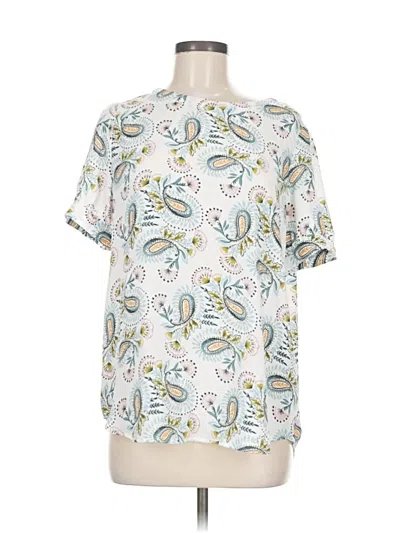 Pre-owned Ann Taylor Loft Short Sleeve Blouse In White
