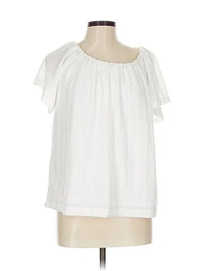 Pre-owned Ann Taylor Loft Short Sleeve Blouse In White