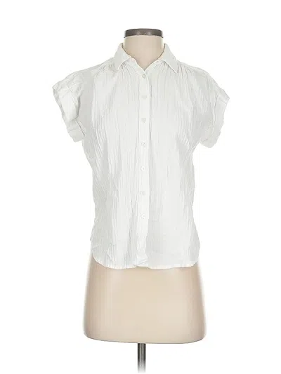 Pre-owned Ann Taylor Loft Short Sleeve Blouse In White
