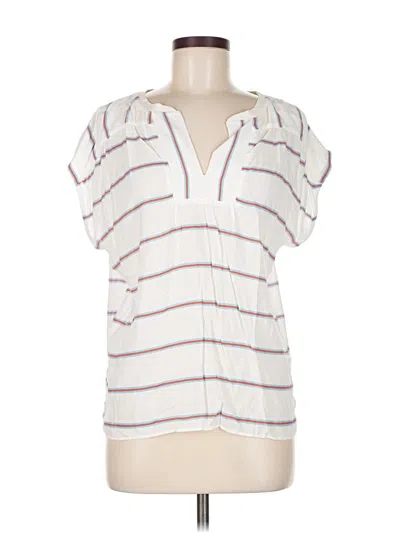Pre-owned Ann Taylor Loft Short Sleeve Blouse In White