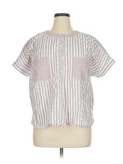 Pre-owned Ann Taylor Loft Short Sleeve Blouse In White