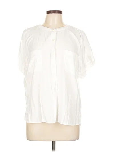 Pre-owned Ann Taylor Loft Short Sleeve Blouse In White