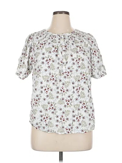 Pre-owned Ann Taylor Loft Short Sleeve Blouse In White