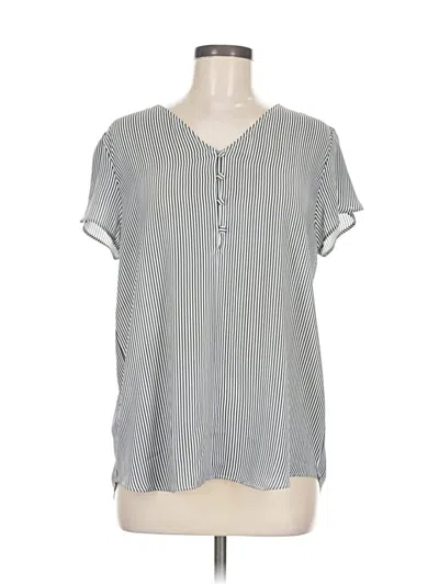 Pre-owned Ann Taylor Loft Short Sleeve Blouse In White