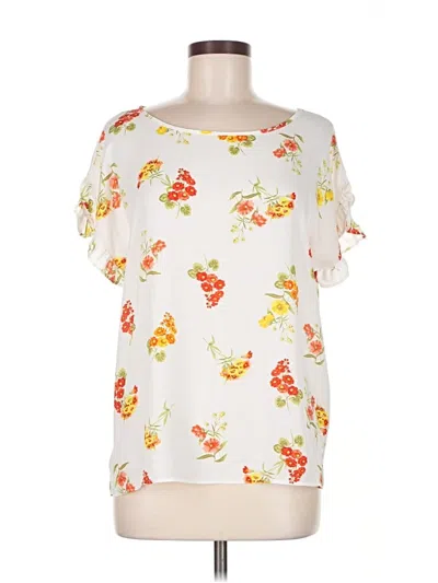 Pre-owned Ann Taylor Loft Short Sleeve Blouse In White