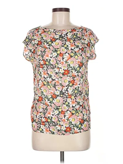 Pre-owned Ann Taylor Loft Short Sleeve Blouse In White