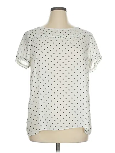 Pre-owned Ann Taylor Loft Short Sleeve Blouse In White