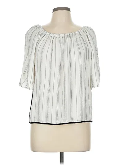 Pre-owned Ann Taylor Loft Short Sleeve Blouse In White