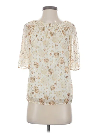 Pre-owned Ann Taylor Loft Short Sleeve Blouse In White