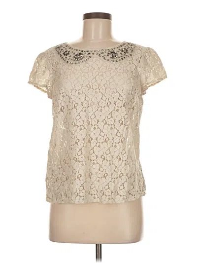 Pre-owned Ann Taylor Loft Short Sleeve Blouse In White