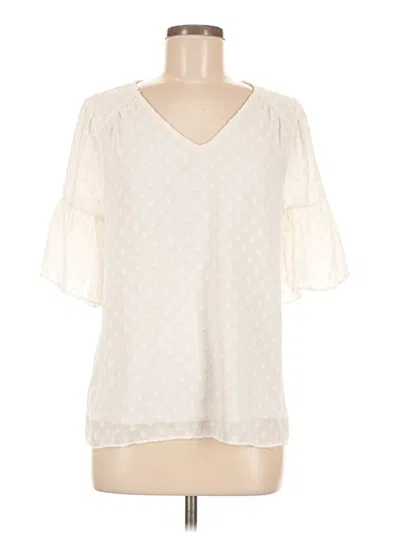 Pre-owned Ann Taylor Loft Short Sleeve Blouse In White