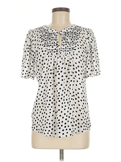 Pre-owned Ann Taylor Loft Short Sleeve Blouse In White