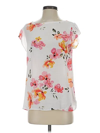 Pre-owned Ann Taylor Loft Short Sleeve Blouse In White