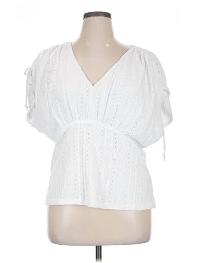 Pre-owned Ann Taylor Loft Short Sleeve Blouse In White