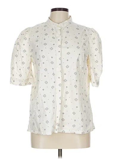 Pre-owned Ann Taylor Loft Short Sleeve Blouse In White