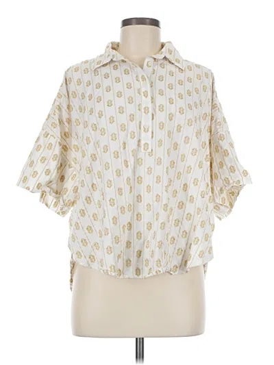 Pre-owned Ann Taylor Loft Short Sleeve Blouse In White