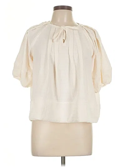 Pre-owned Ann Taylor Loft Short Sleeve Blouse In White