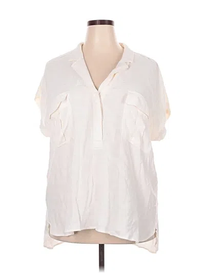 Ann Taylor Loft Short Sleeve Blouse In White