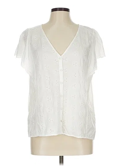 Ann Taylor Loft Short Sleeve Blouse In White