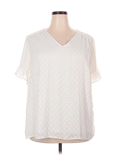 Pre-owned Ann Taylor Loft Short Sleeve Blouse In White